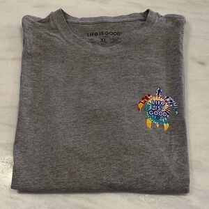 Life Is Good Gray T-Shirt with Colorful Logo - Take it Slow